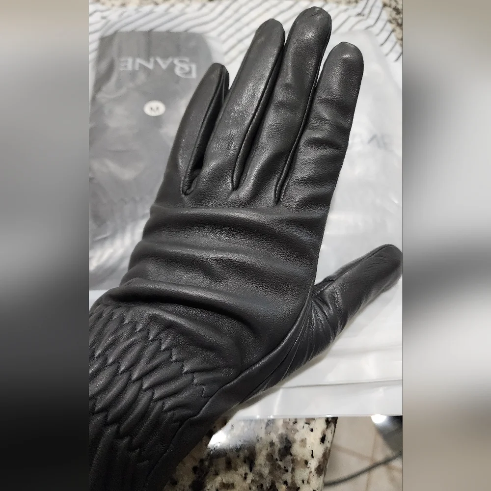 DSANE Women's leather/wool gloves in Dark grey Size XXL